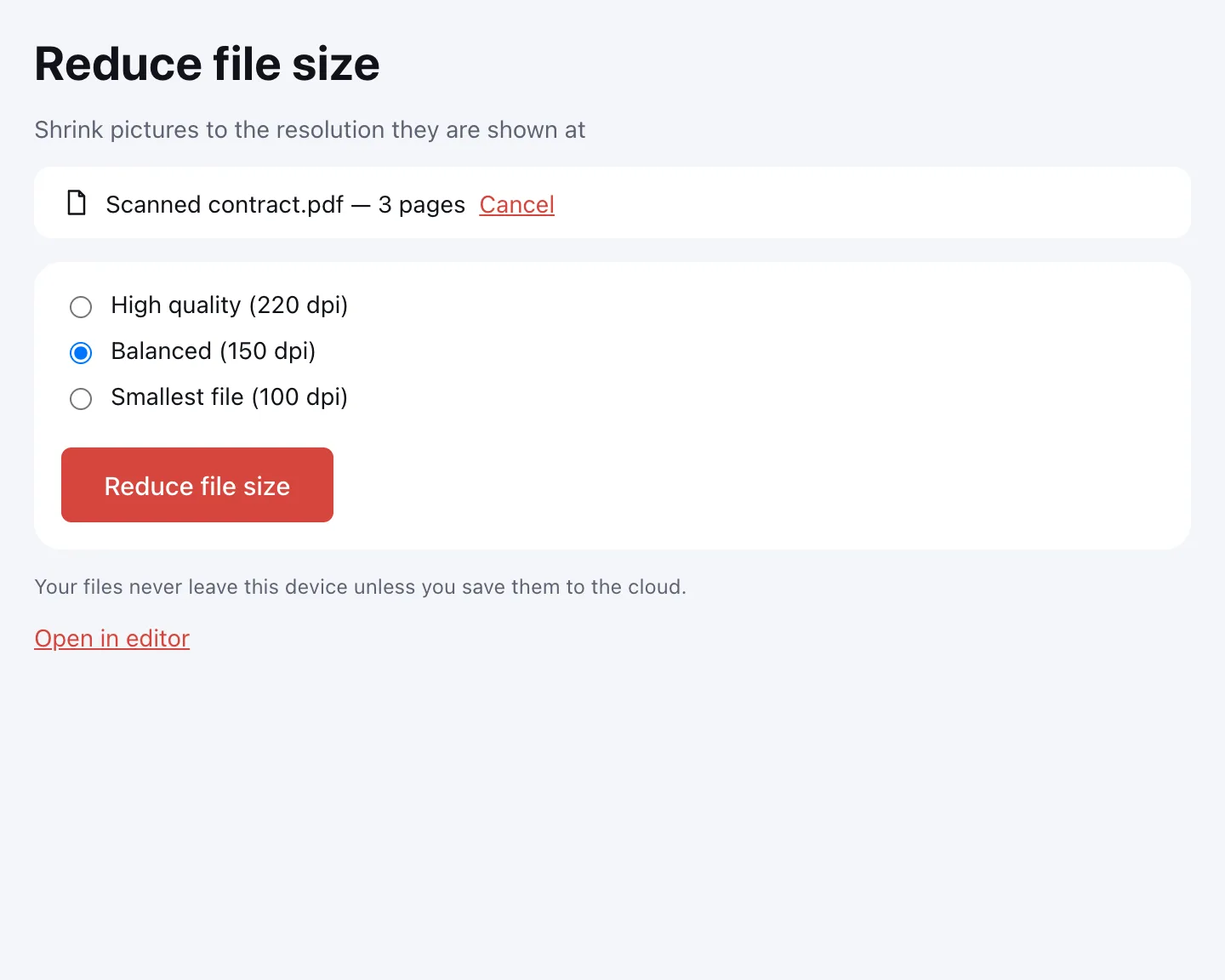 A PDF opened in the browser with its options