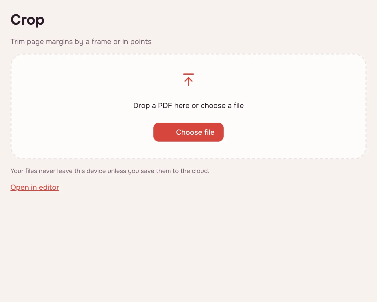 Crop PDF — the file picker