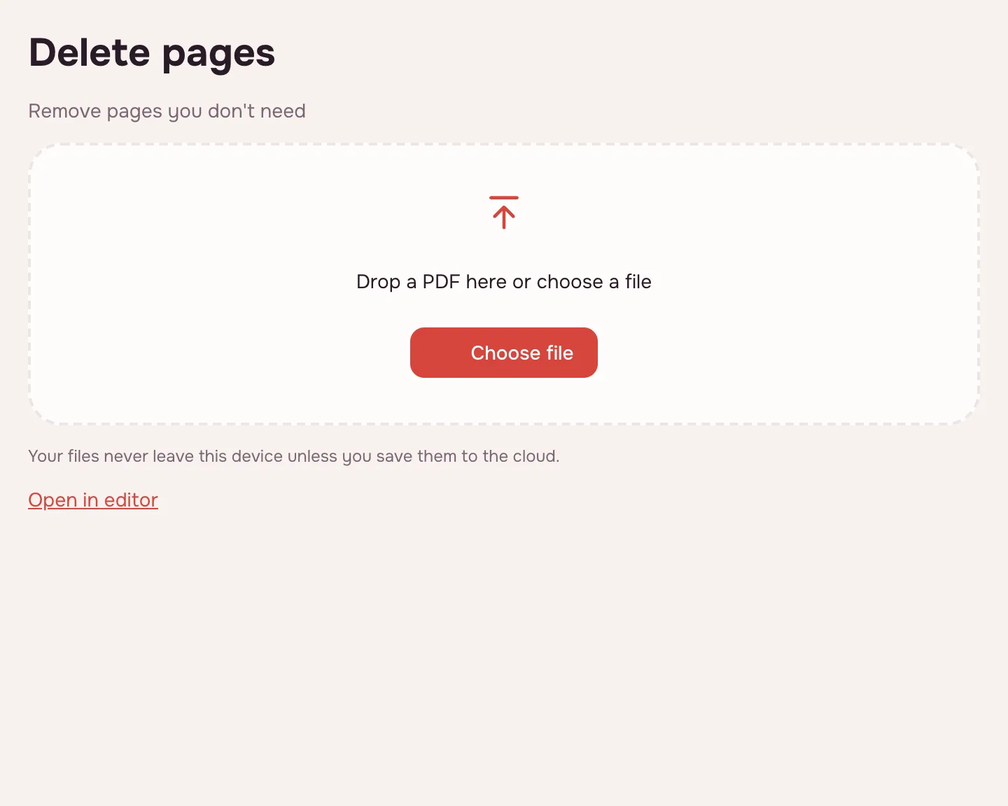 Delete PDF pages — the file picker