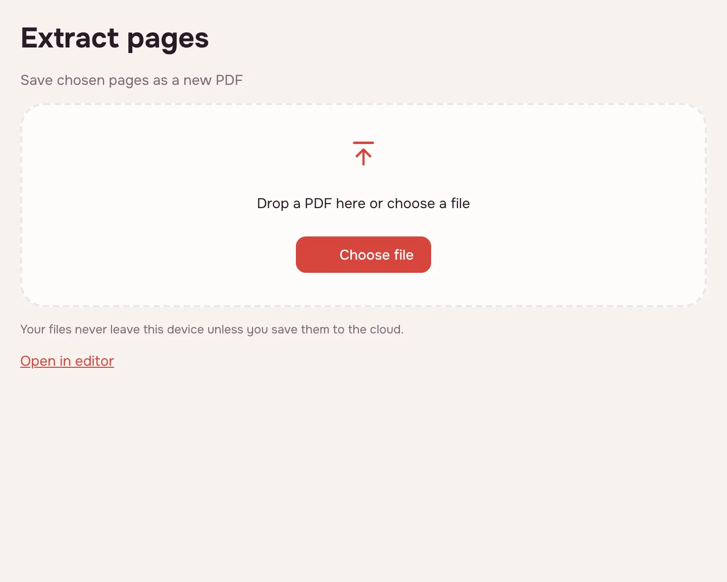 Extract PDF pages — the file picker