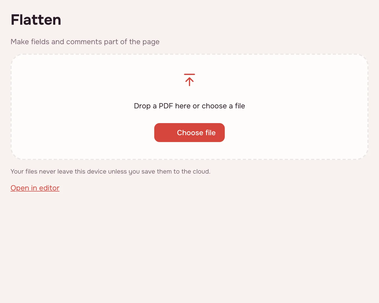 Flatten PDF — Choose a PDF file.