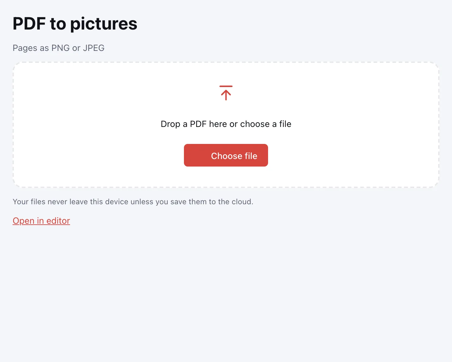 PDF to JPG — the file picker