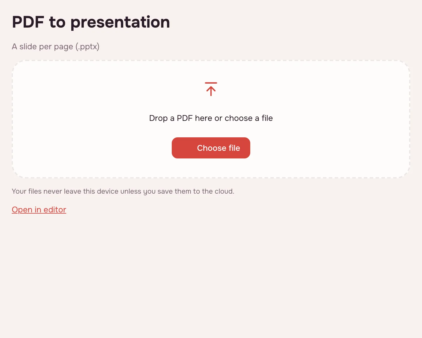 PDF to PPT — the file picker