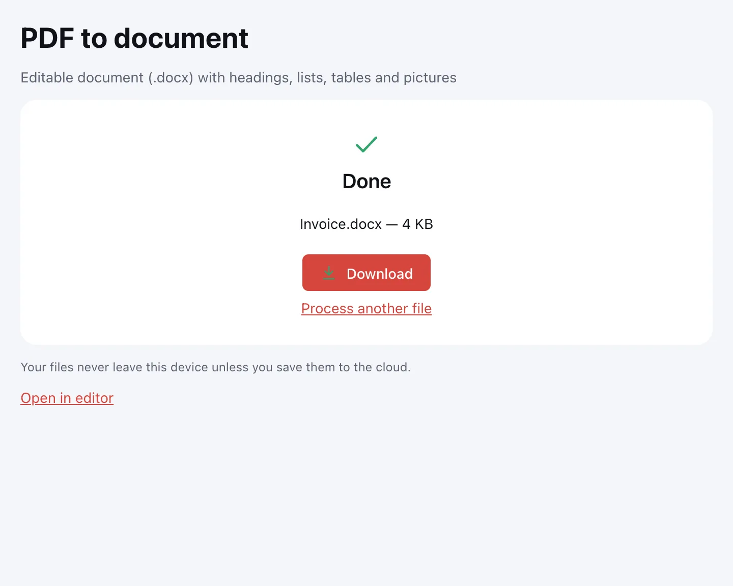 PDF to Word — the DOCX ready to download