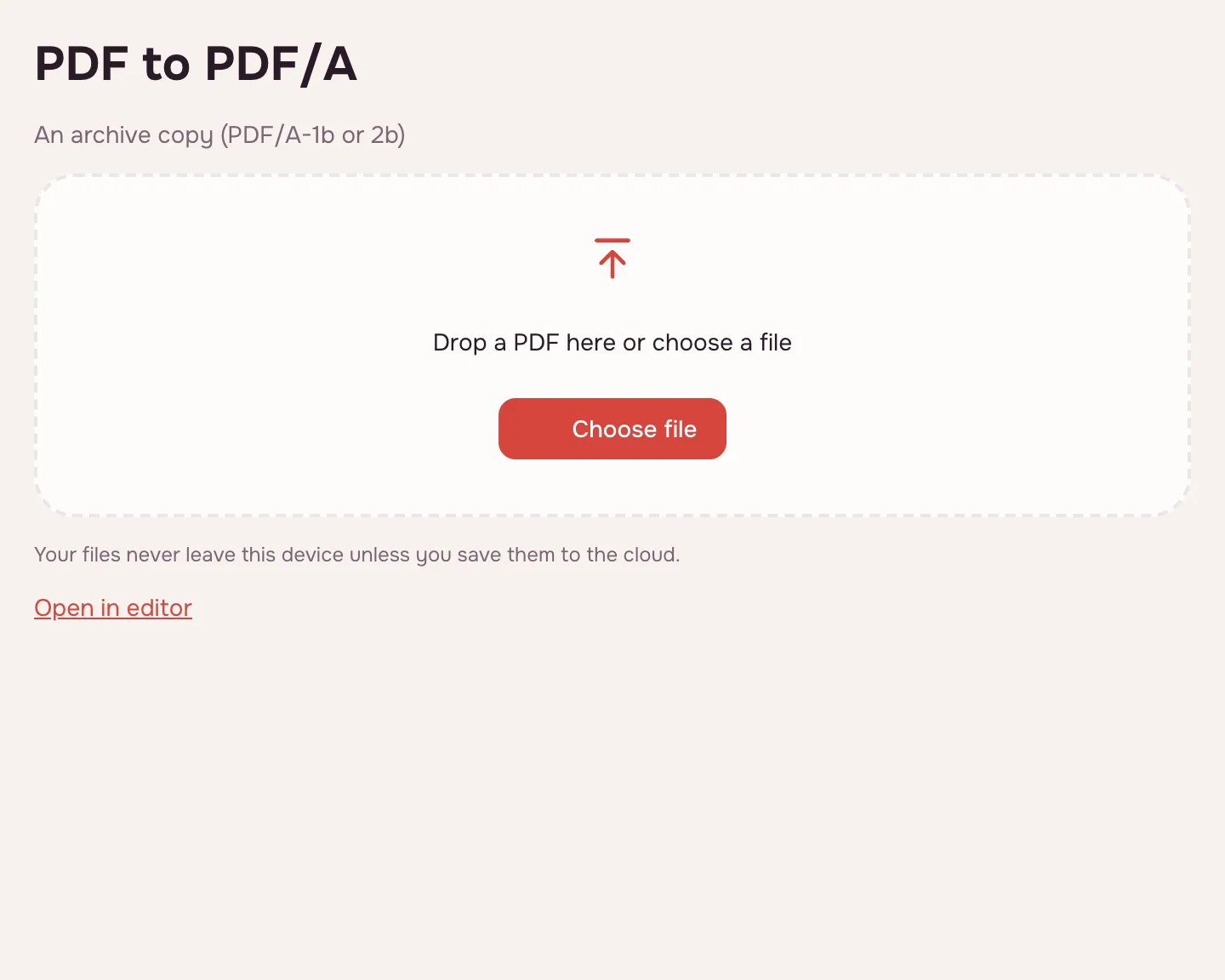 PDF to PDF/A — Choose a PDF file.