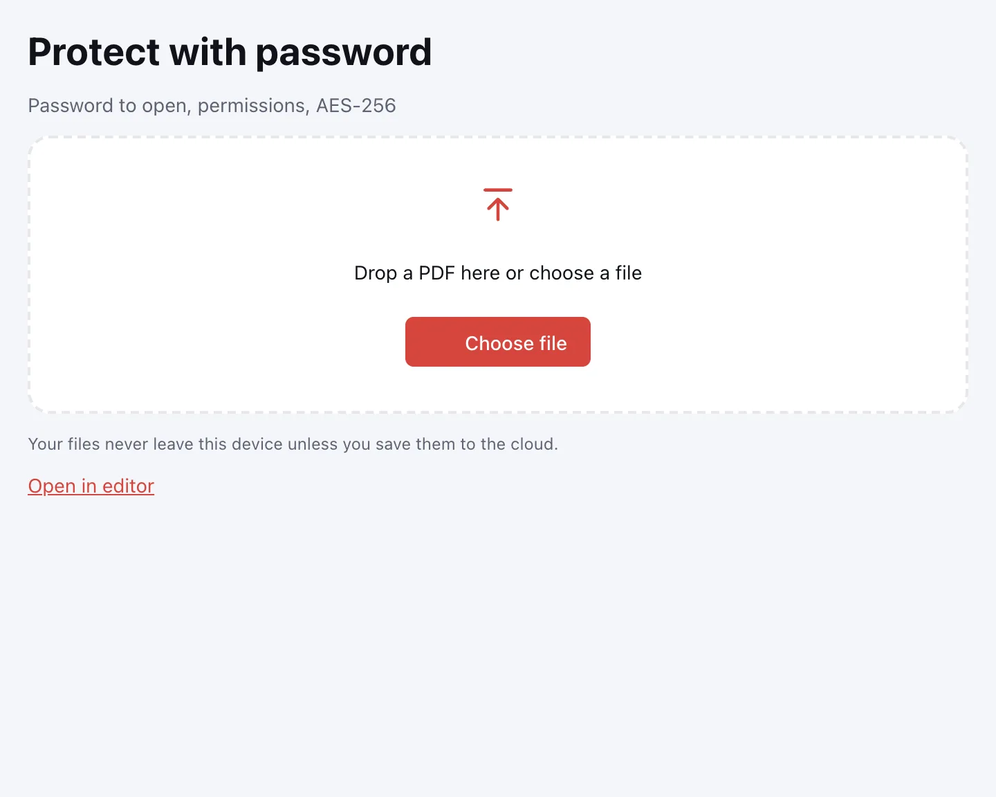 Protect PDF — the file picker