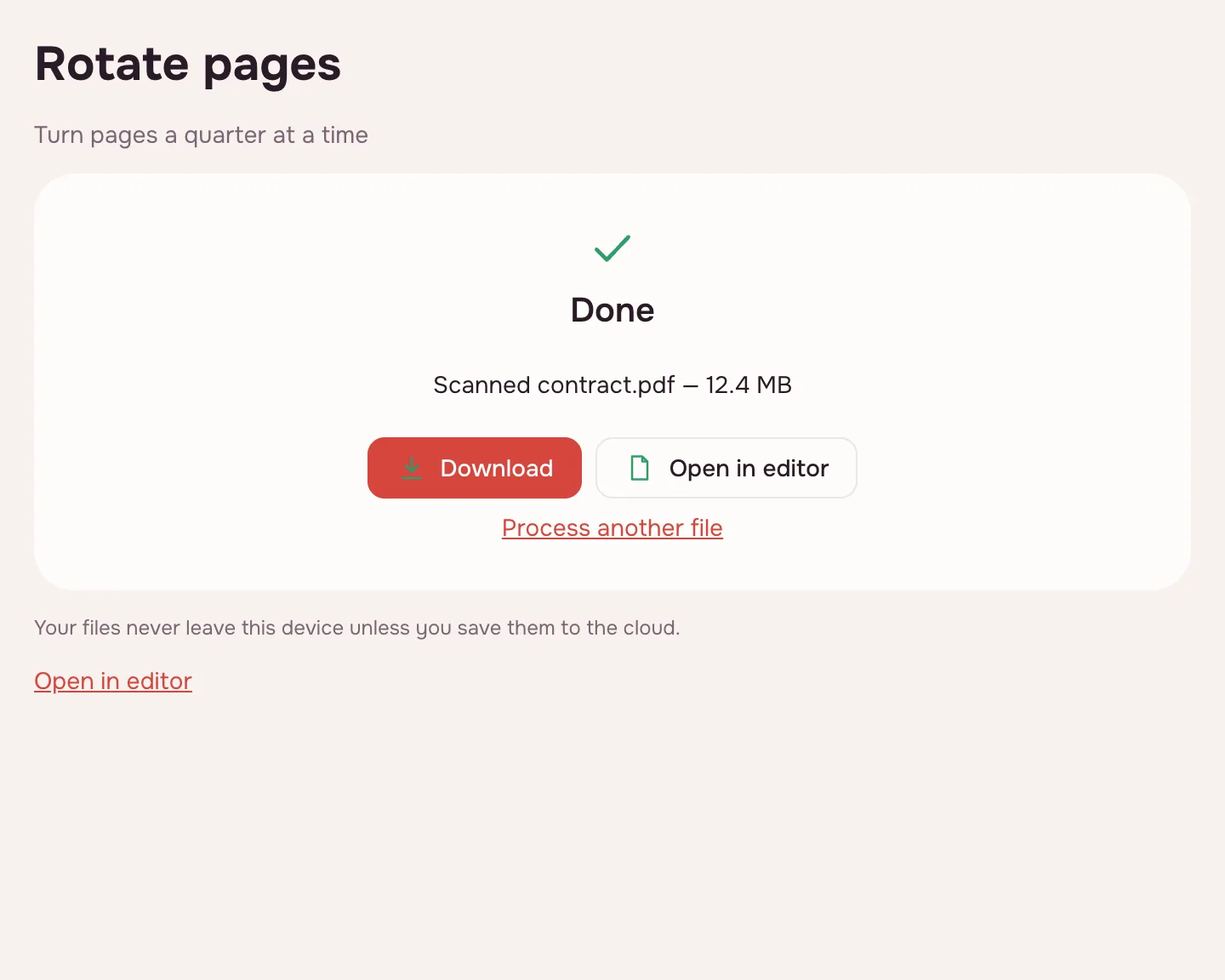 Rotate PDF — the finished file with the Download button