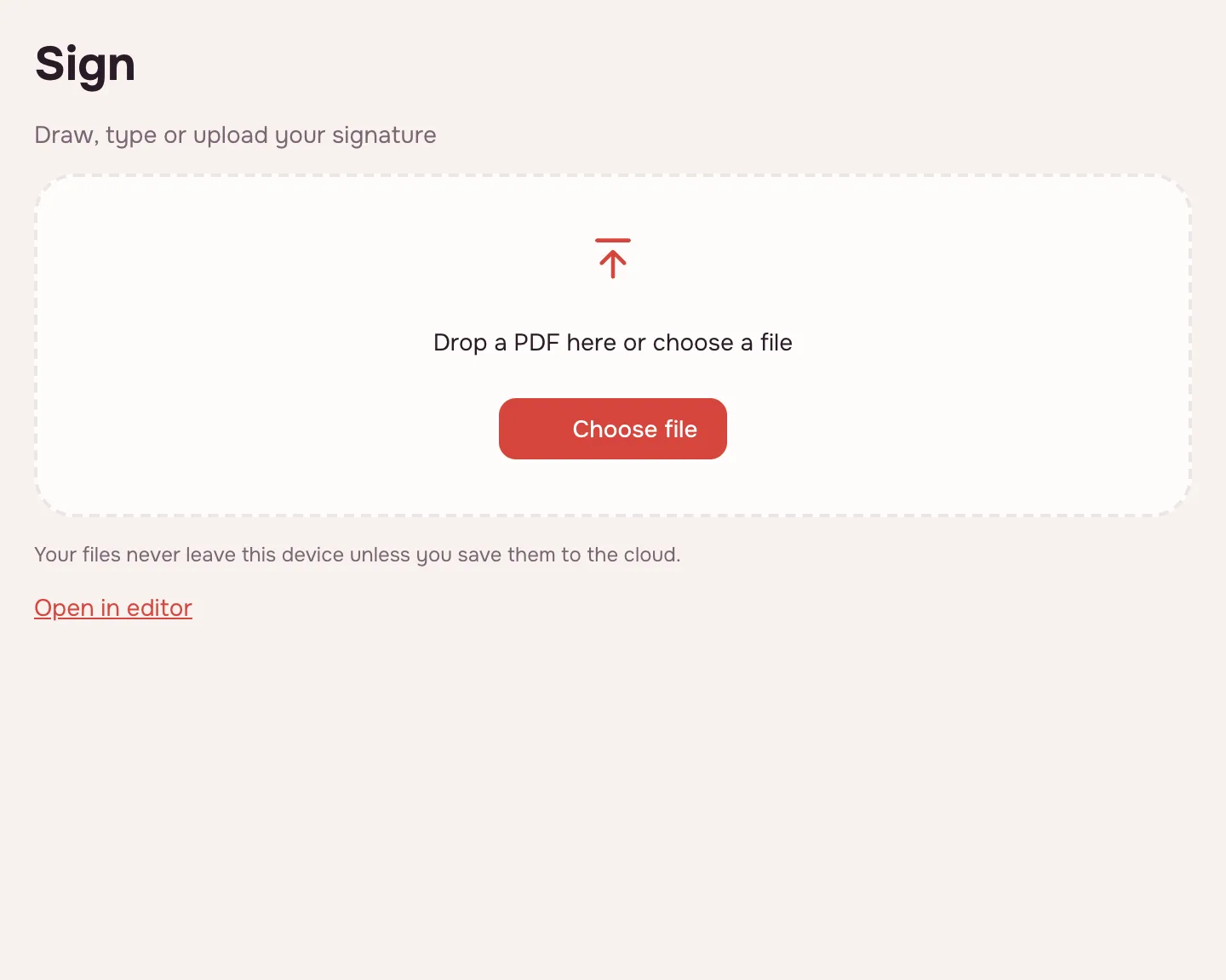 Sign PDF — the file picker