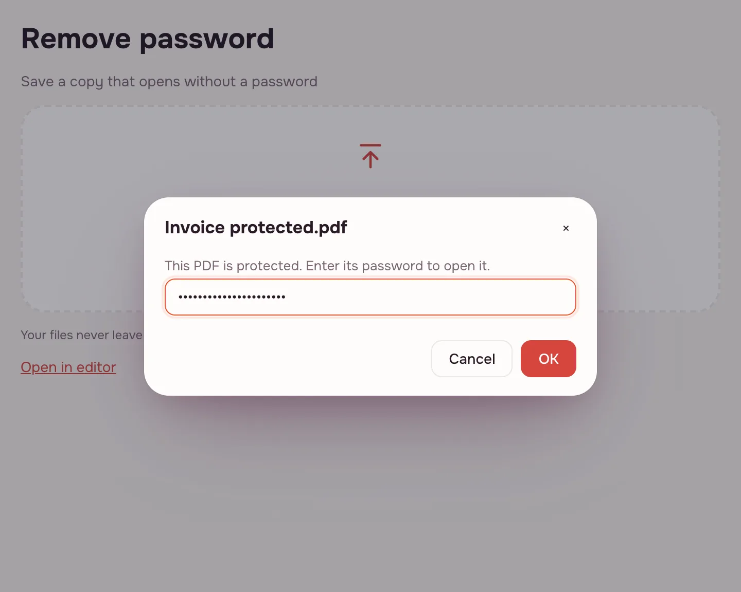 Unlock PDF — Enter the password.