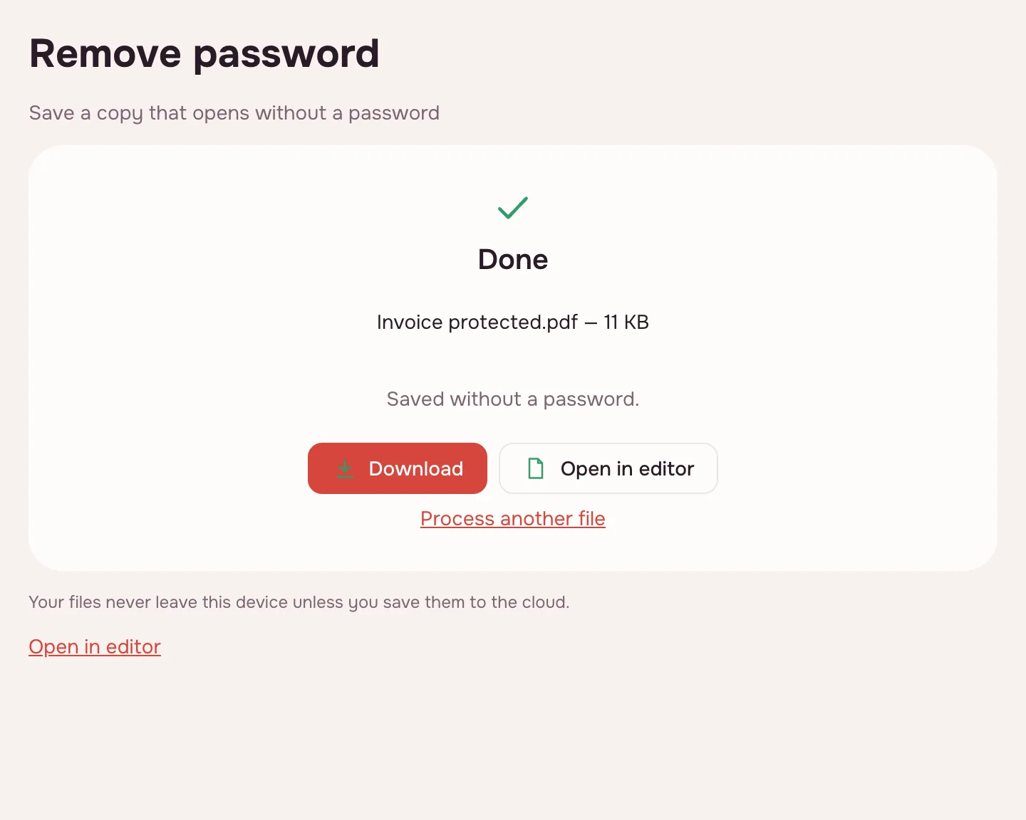 Unlock PDF — Download the document without a password.