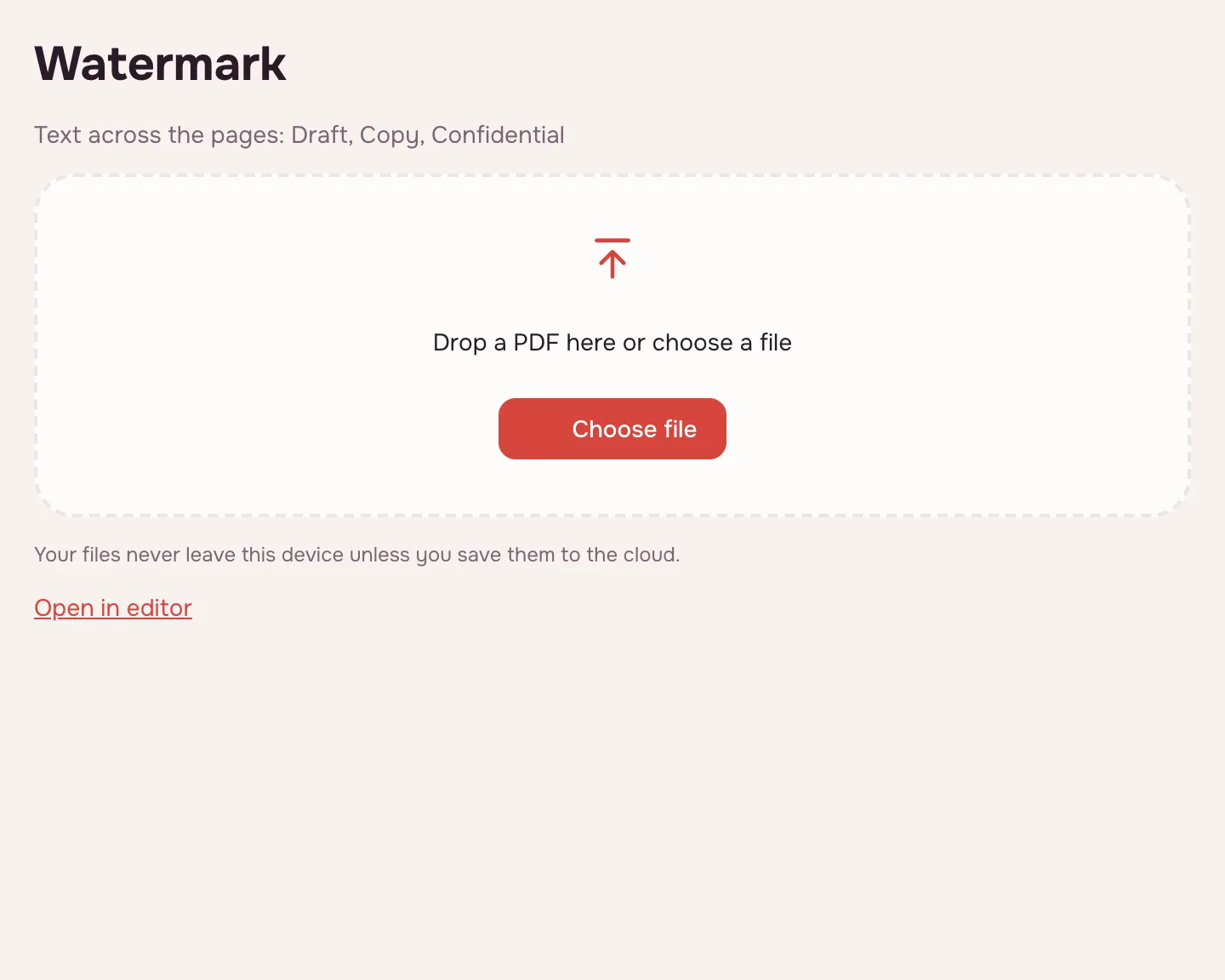 Add a watermark to PDF — Choose a PDF file.